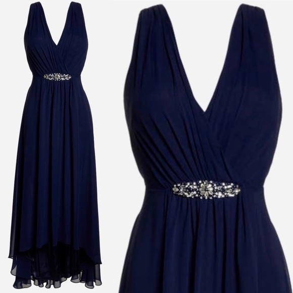 Eliza J
Embellished
High/Low Chiffon
Dress Gown Navy Blue size 4 6 8 10 or 16 - Picture 2 of 15